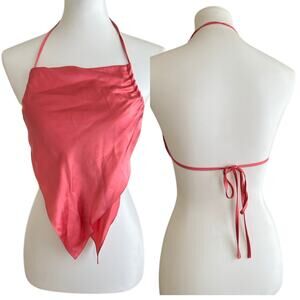 KES NYC 100% Silk/Satin Scarf Top, Never Worn, OS, Raspberry